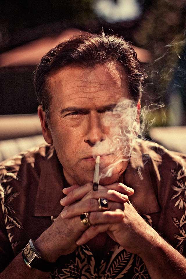 Bruce Campbell smoking a cigarette (or weed)